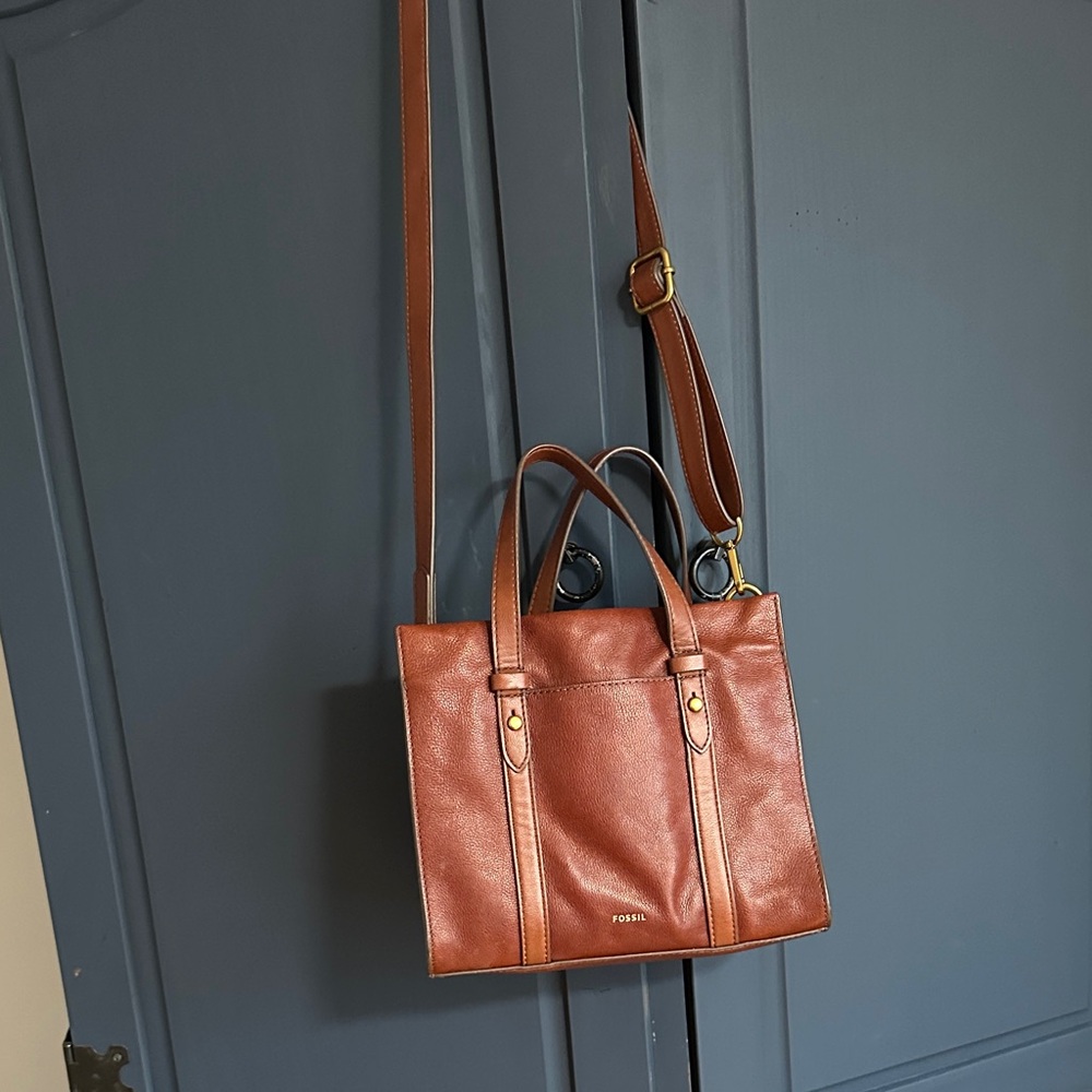 Fossil Tan Leather Crossbody Bag
